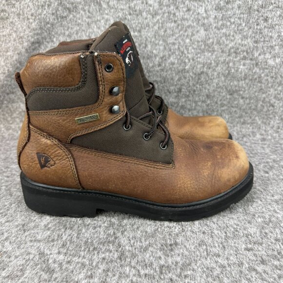 ✅Mens 10 Herman Survivors Revolver Leather Work Boots Brown Soft-Toe Lace-Up FO - Picture 4 of 13